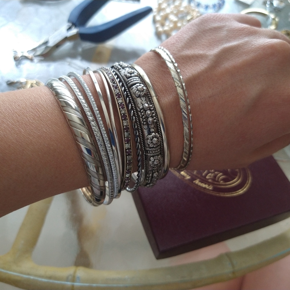 Silver Bangle Bracelets - image 1